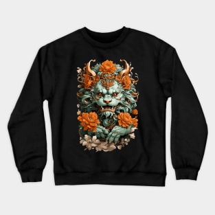 Foo dog head in Japanese Crewneck Sweatshirt